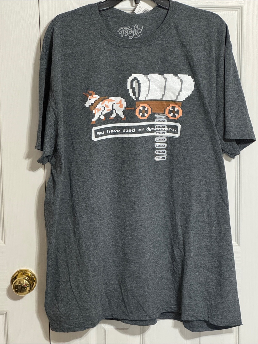 Oregon Trail Pixel Wagon Graphic Tee - Dark Heather Gray